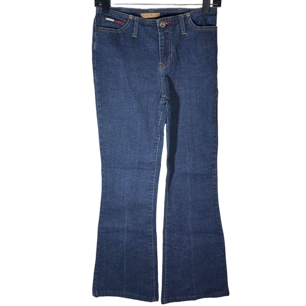 Tommy jeans boot cut pants pockets zip up button no back pockets red size 5 READ